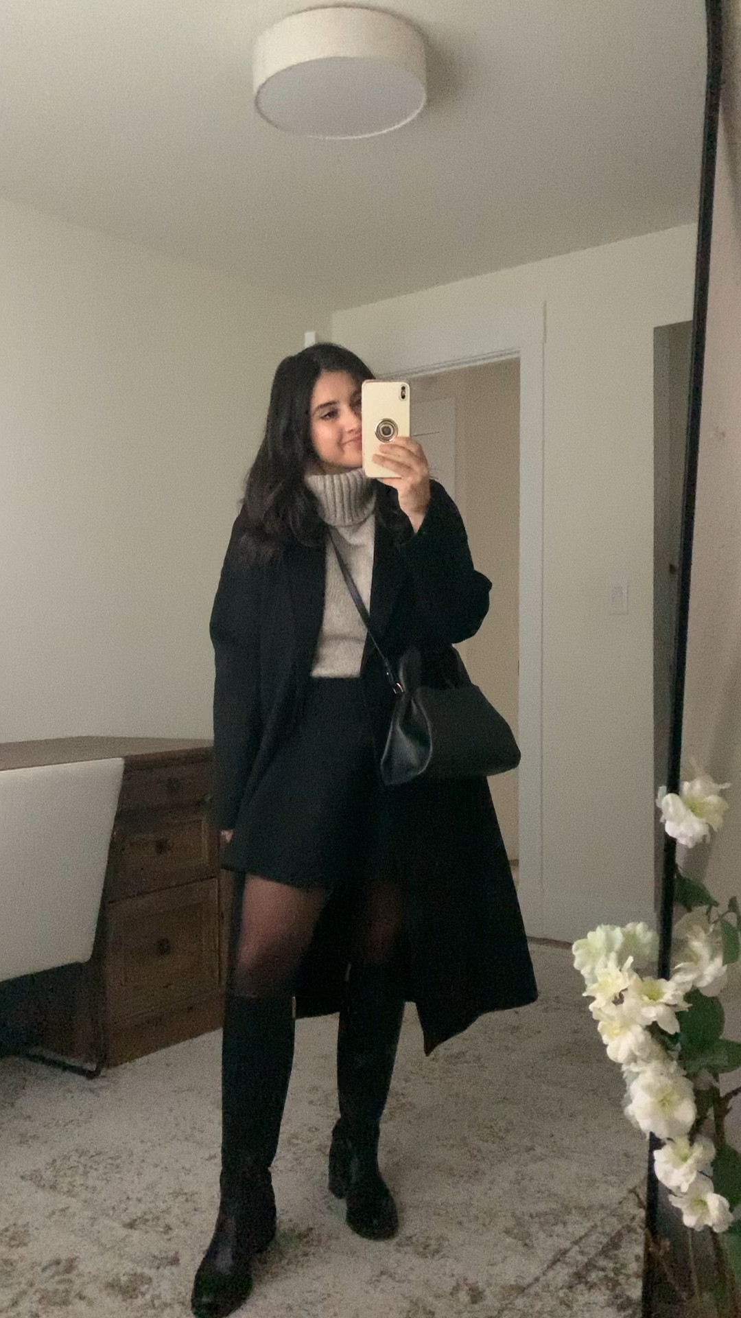 XXS coat 
XS sweater and skirt 
Boots true to size! Very petite friendly shaft height 

#LTKfindsunder50 #LTKsalealert #LTKfindsunder100