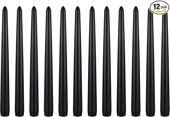 Mega Candles 12 pcs Unscented Black Taper Candles, Hand Poured Wax Candle 10 Inch x 7/8 Inch, Hom... | Amazon (US)