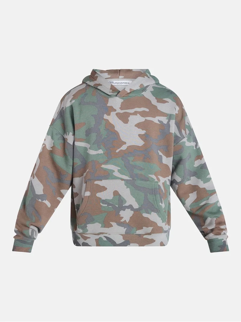 No Boundaries Boxy Fit Oversized Fleece Hoodie with Long Sleeves, Men's XS-4XLT | Walmart (US)