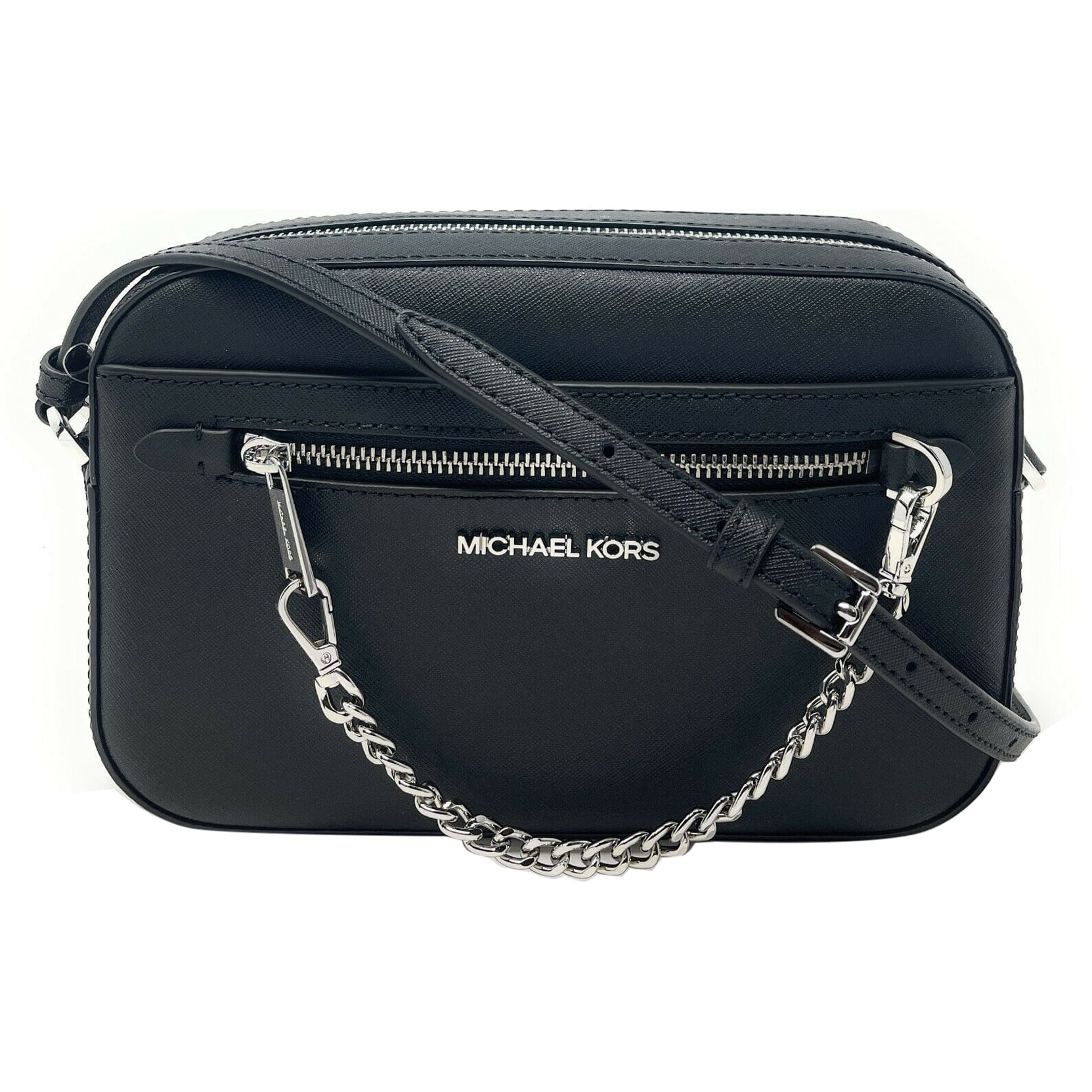 Michael Kors Women's Jet Set East West Chain Crossbody Black & Silver 35T1STTC9L-001 | Walmart (US)