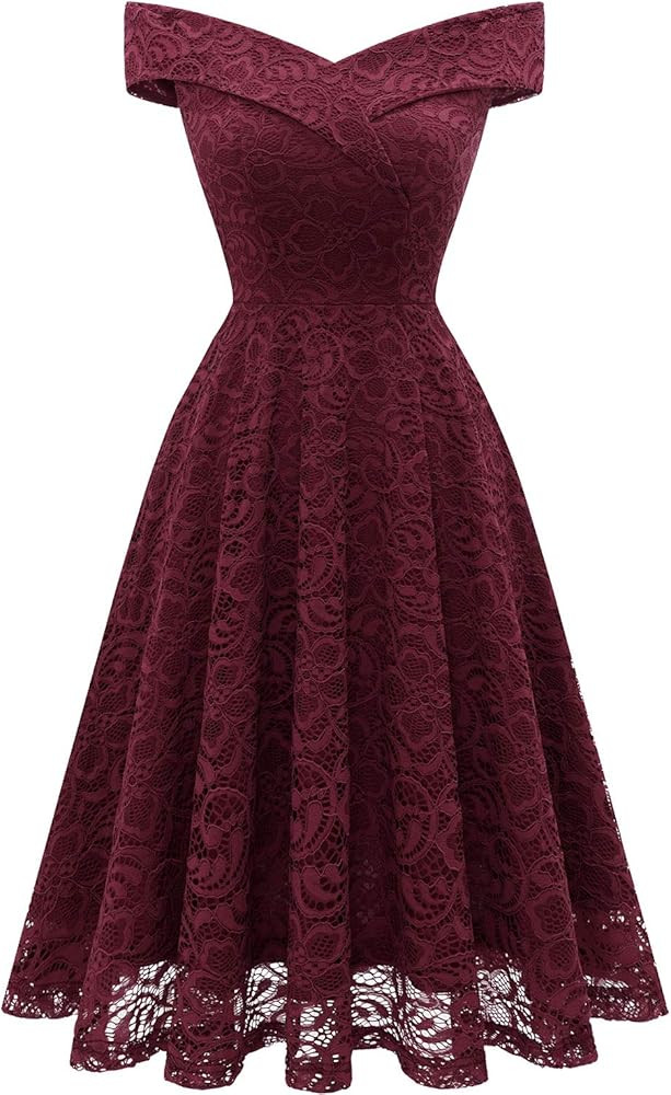 HomRain Women's Elegant Floral Lace Dress Off The Shoulder High Low Hem Dresses for Wedding for C... | Amazon (US)