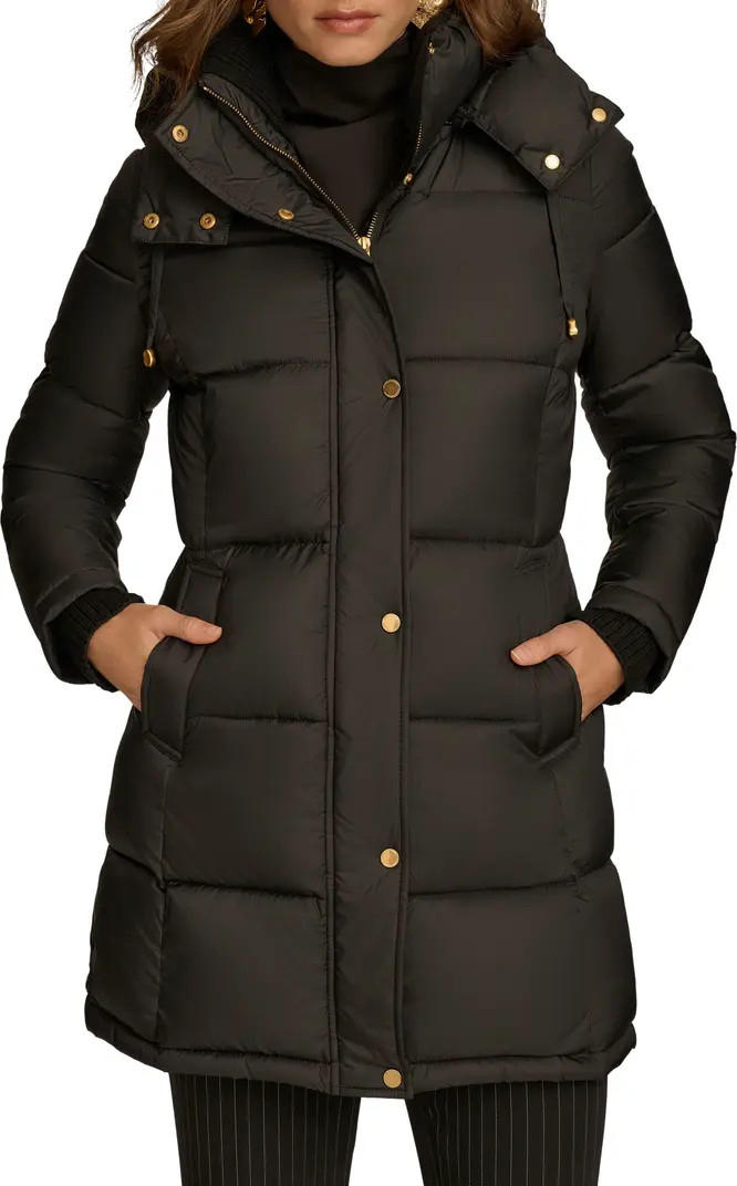Hooded Ribbed Trim Puffer Jacket | Nordstrom