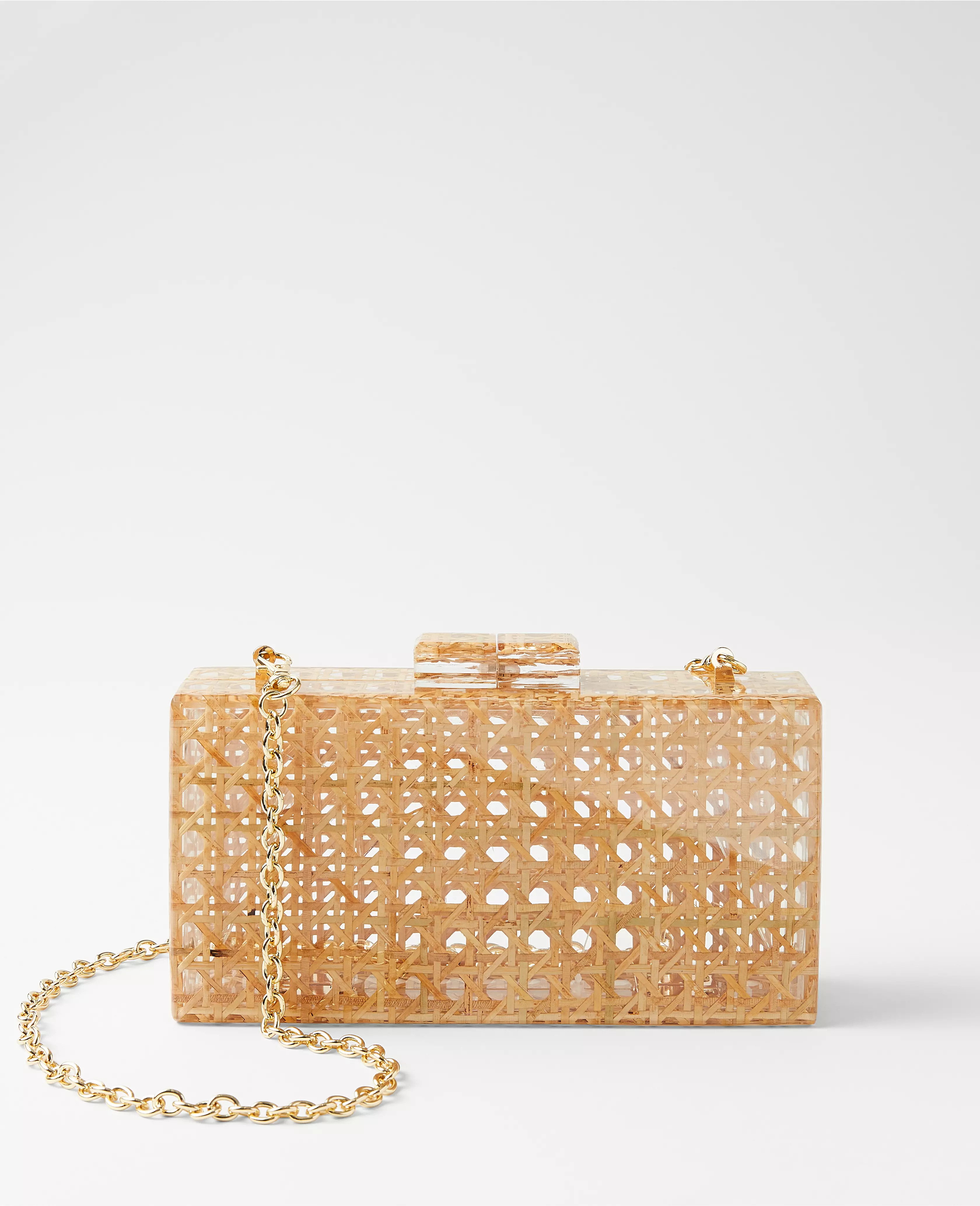 Clear Woven Straw Hard Clutch | Ann Taylor (US)