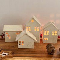 House Luminary Small Village, Ceramic Light Set, Christmas Village Decorations | Etsy (US)