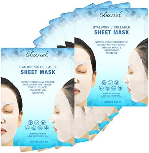 Ebanel 20 Pack Collagen Face Mask, Instant Brightening & Hydrating Face Sheet Mask with Aloe Vera, H | Amazon (US)