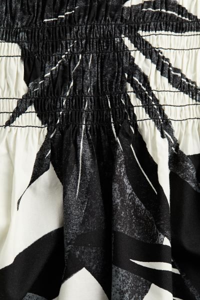 Smocked Off-the-shoulder Dress - Black/patterned - Ladies | H&M US | H&M (US + CA)