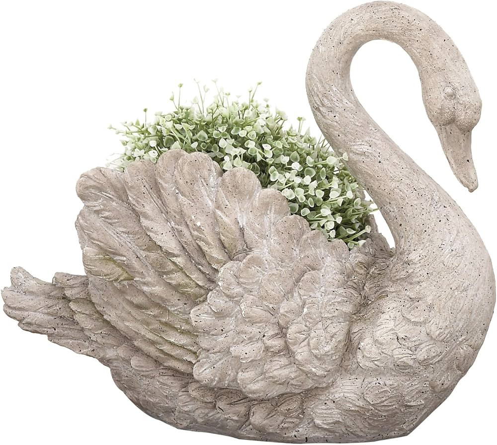 Urban Designs Swan Cast Stone Planter Garden Decor - Grey,7748997 | Amazon (US)