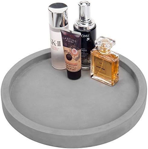 MyGift 11-inch Modern Gray Concrete Round Bathroom Vanity Tray, Cologne and Perfume Tray for Dres... | Amazon (US)