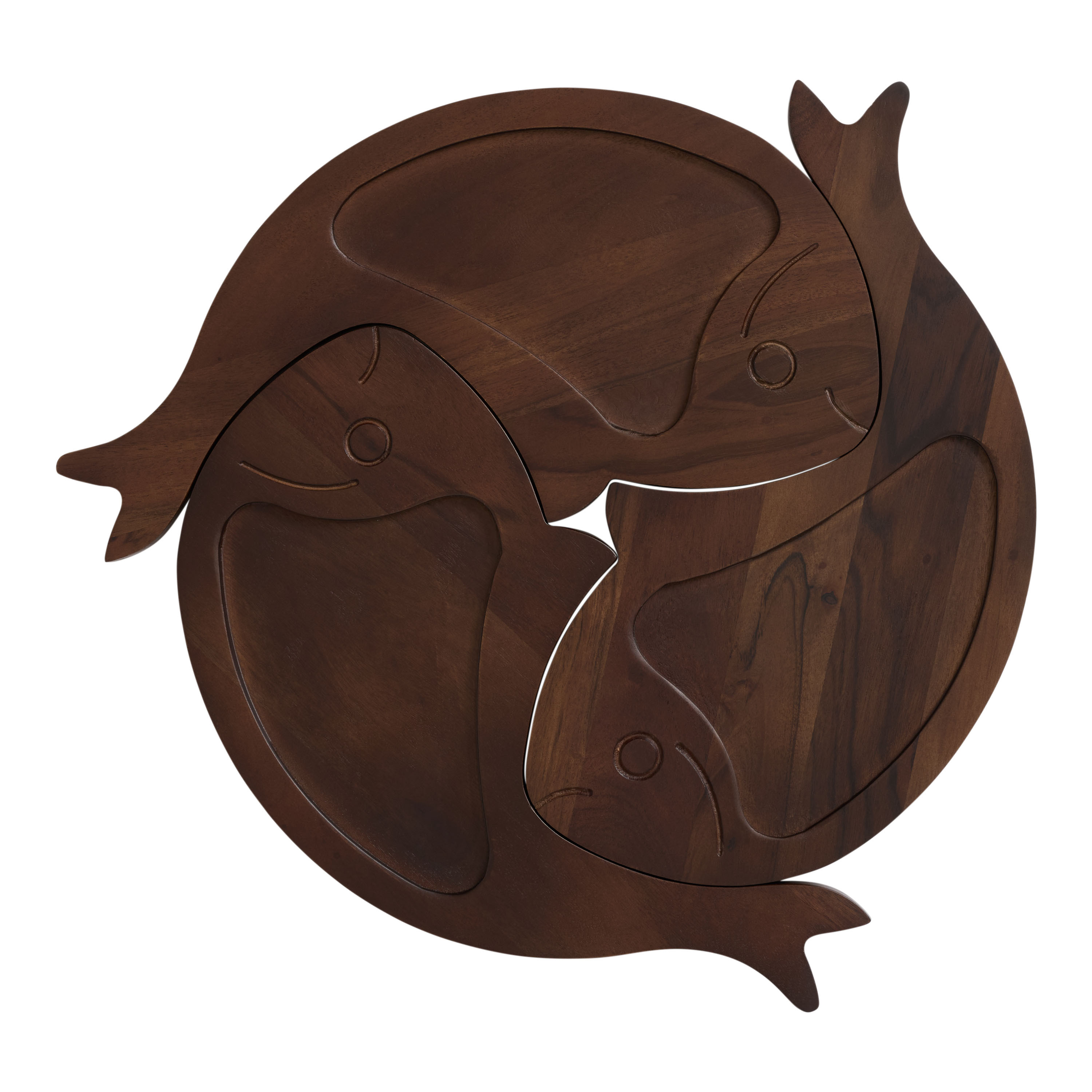 Walnut Acacia Wood Fish Shaped Puzzle Serving Board 3 Piece | World Market