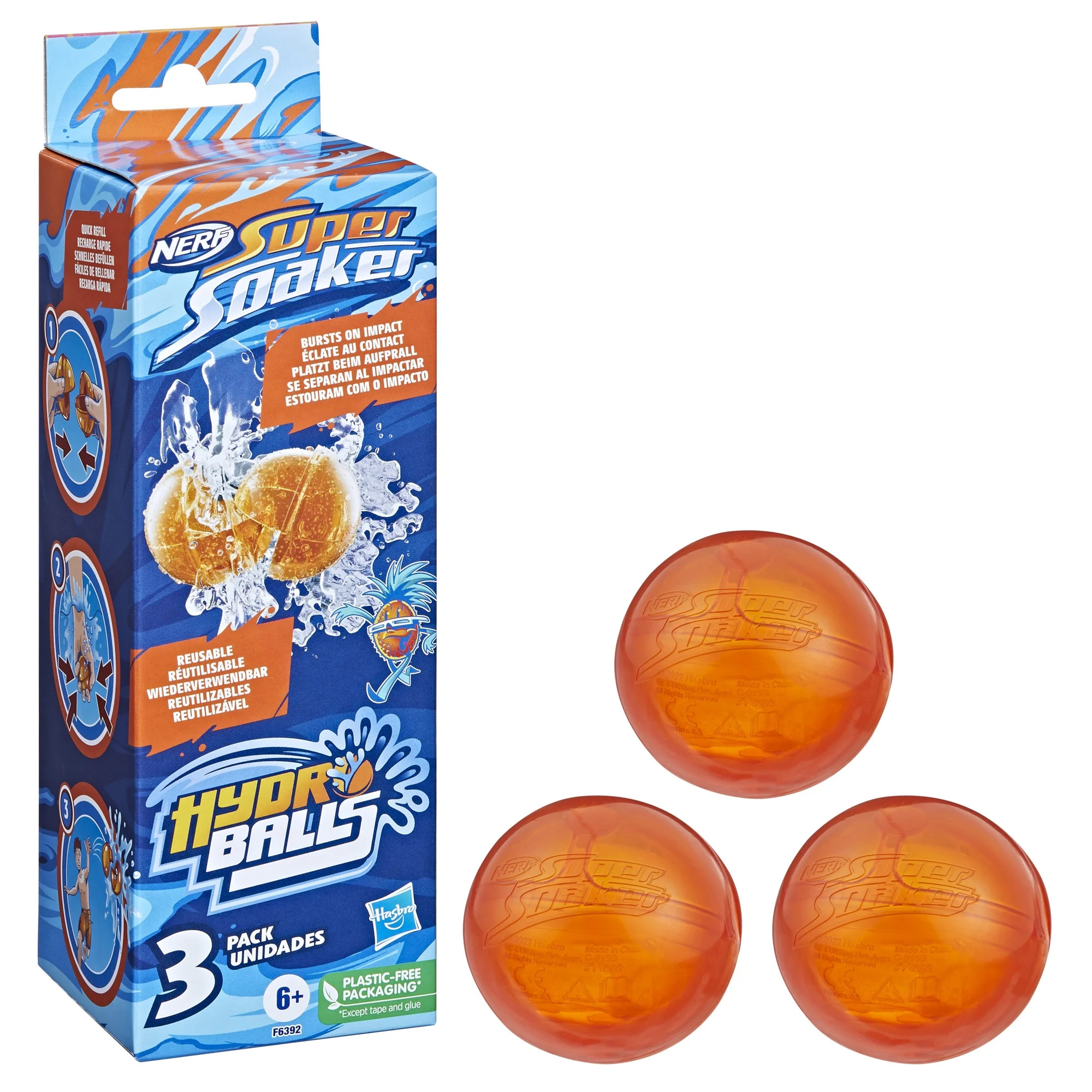 Nerf Super Soaker Hydro Balls 3-Pack, Reusable Water-Filled Balls - Walmart.com | Walmart (US)