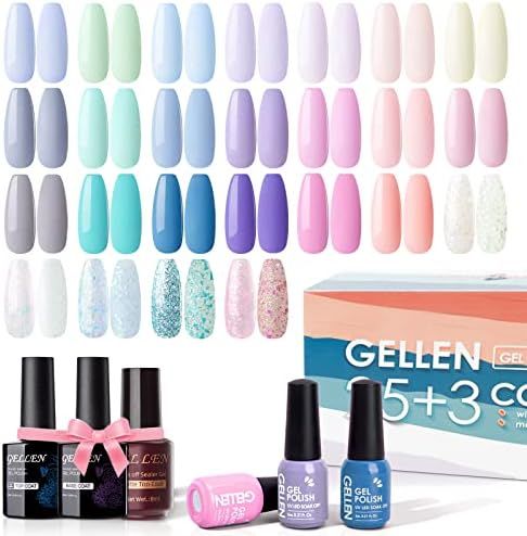 Gellen 25 Colors Gel Nail Polish Kit - With Top&Base Coat Matte Top Coat, Trendy Summer Nail Art Gel | Amazon (US)