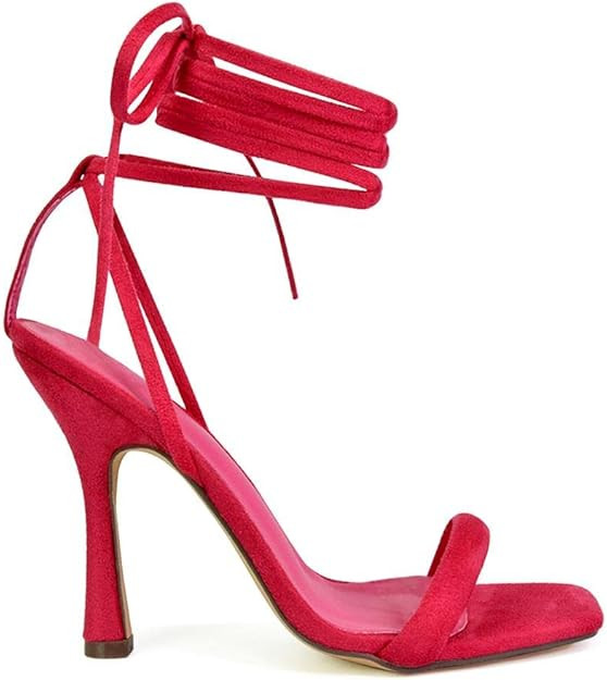 Womens Lace Up Heels Sandals For Womens, Square Toe, Stiletto Heels, Strappy Open Toe Thong Size ... | Amazon (US)