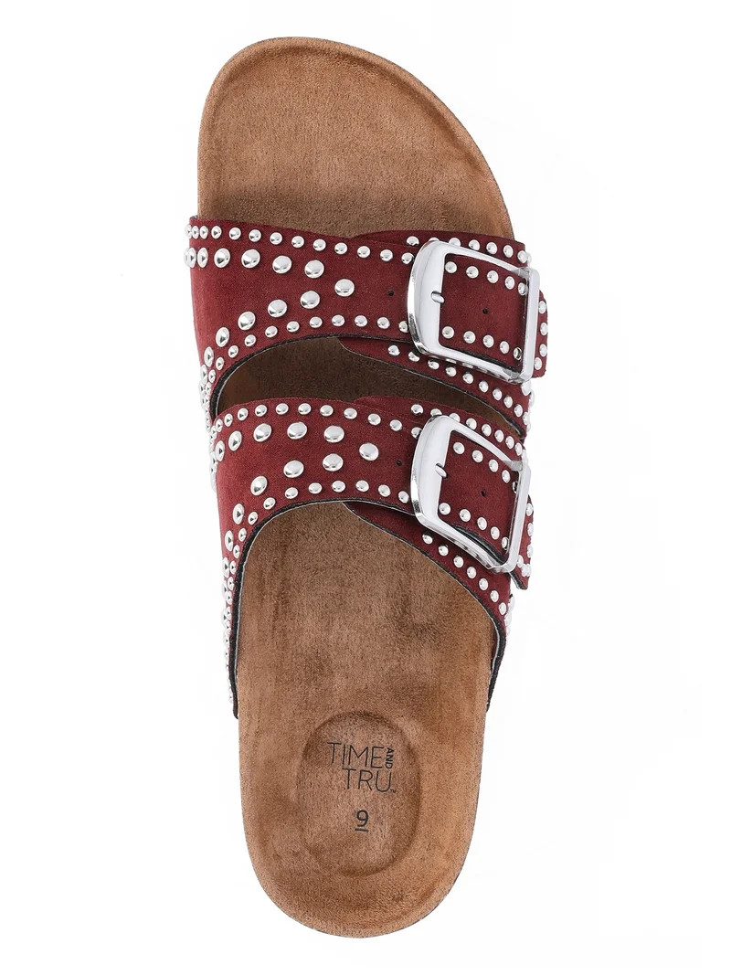 Time and Tru Women's Footbed Slide Sandals, Wide Width Available | Walmart (US)