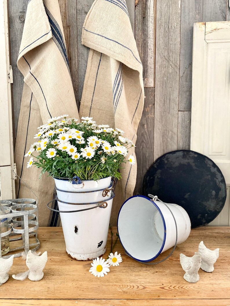 Enamel Bucket Shabby Chic From France | Etsy Canada | Etsy (CAD)