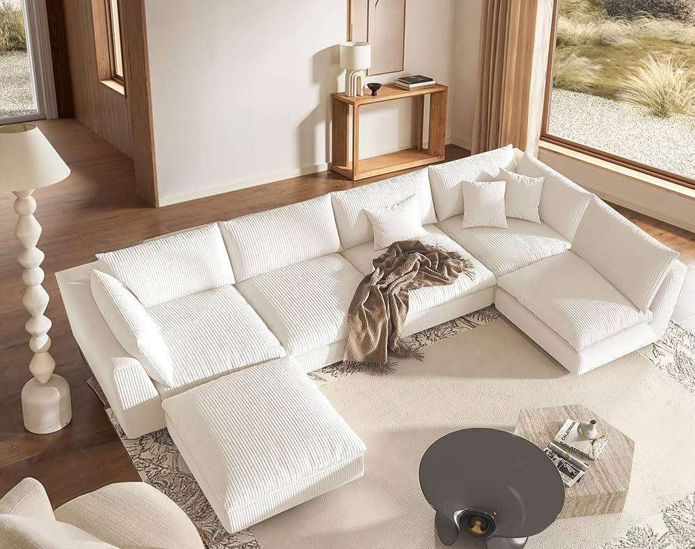Cloud Couch Sectional,Oversized Corduroy Sectional Sofa Couch, 156'' Cloud Modular Couch with Ott... | Amazon (US)