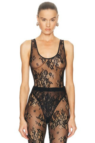 WARDROBE.NYC Evening Lace Tank Bodysuit in Black | FWRD 