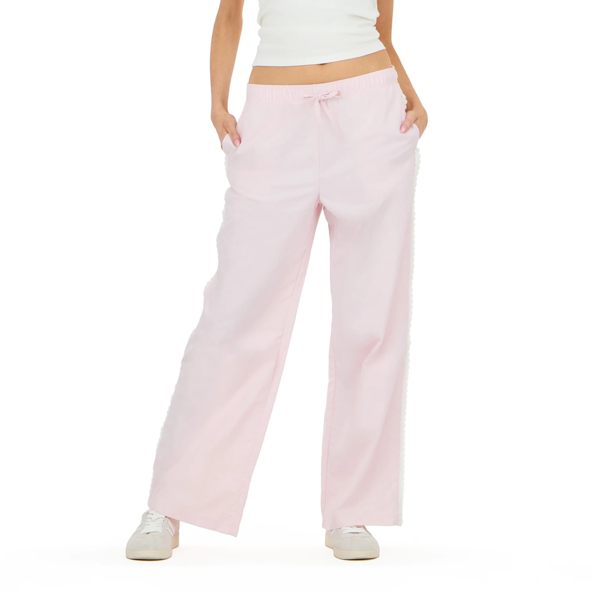 Forever 21 Women's Nylon Wide Leg Pant with Lace Trim, Sizes XS-XL | Walmart (US)