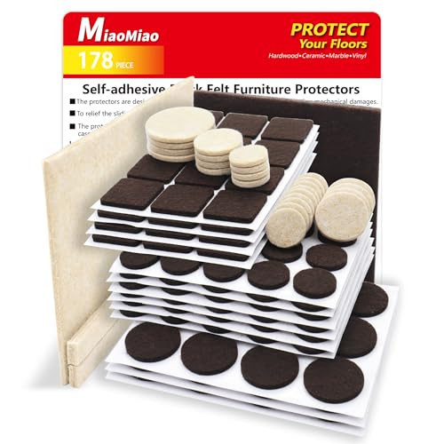 Felt Premium Furniture Pads 178 PCS, Felt Furniture Pads for Protecting Hardwood Floors, Cuttable Felt Chair Pads, Self-Stick Design, Reliable Protection from dents and Scratches | Amazon (US)