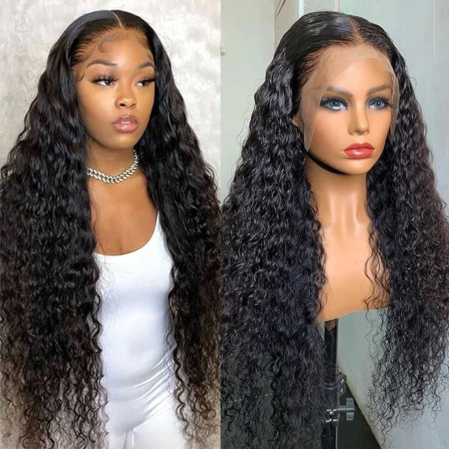 30 Inch Lace Front Wig Human Hair for Black Women 180% Density HD Transparent 13x4 Deep Wave Lace... | Amazon (US)