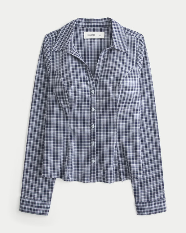 Stretch Poplin Button-Through Shirt | Hollister (US)