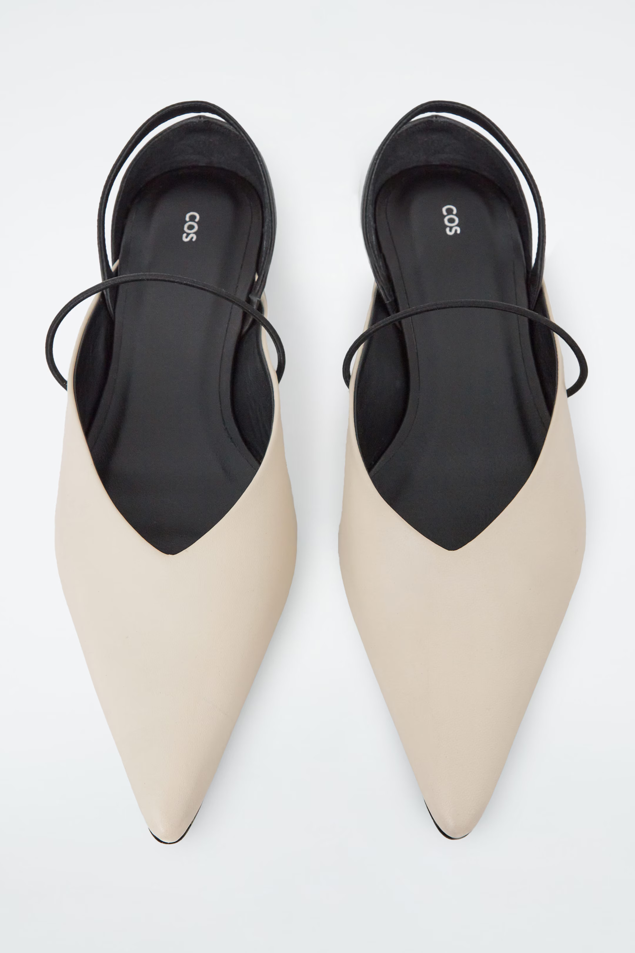 POINTED LEATHER SLINGBACK FLATS - OFF-WHITE / BLACK | COS (AU)