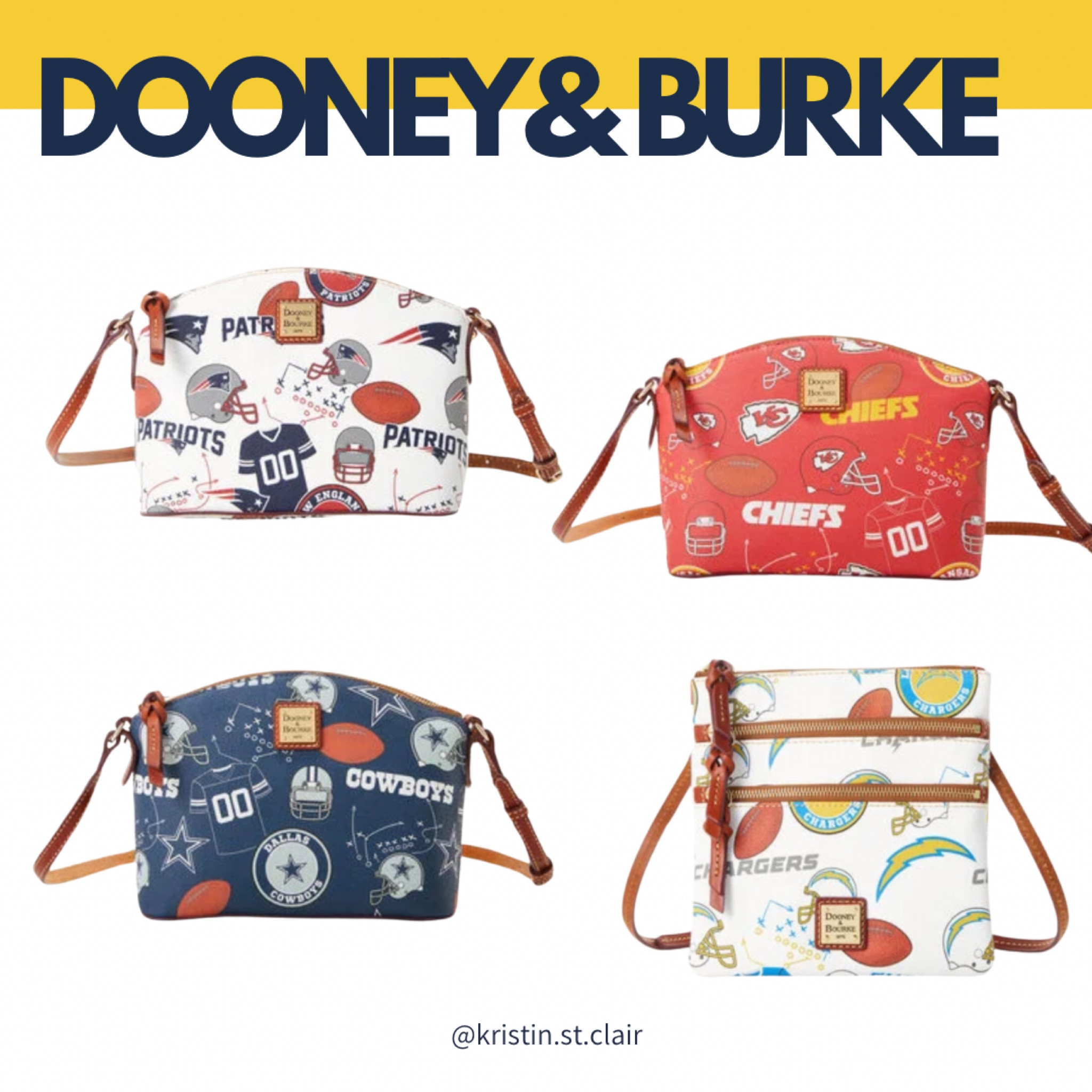 Dooney & Burke, NFL collection, up to 50% off, Labor Day Sale. Some styles under $100.

Lots of teams included in collection: Cardinals, Falcons, Ravens, Bills, Panthers, Bears, Bengals, Browns, Cowboys, Broncos, Lions, Packers, Texans, Colts, Jaguars, Chiefs, Raiders, Chargers, Rams, Dolphins, Vikings, Patriots, Saints, Giants, Jets, Eagles, Steelers, 49ers, Seahawks, Buccaneers, Titans

#LTKSaleAlert #LTKFindsUnder100 #LTKItBag
