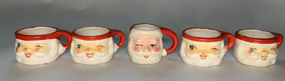 Vintage Miniature Holt Howard Ceramic Winking Santa Mugs Cups 1960 Lot Of 5 Mini | eBay US