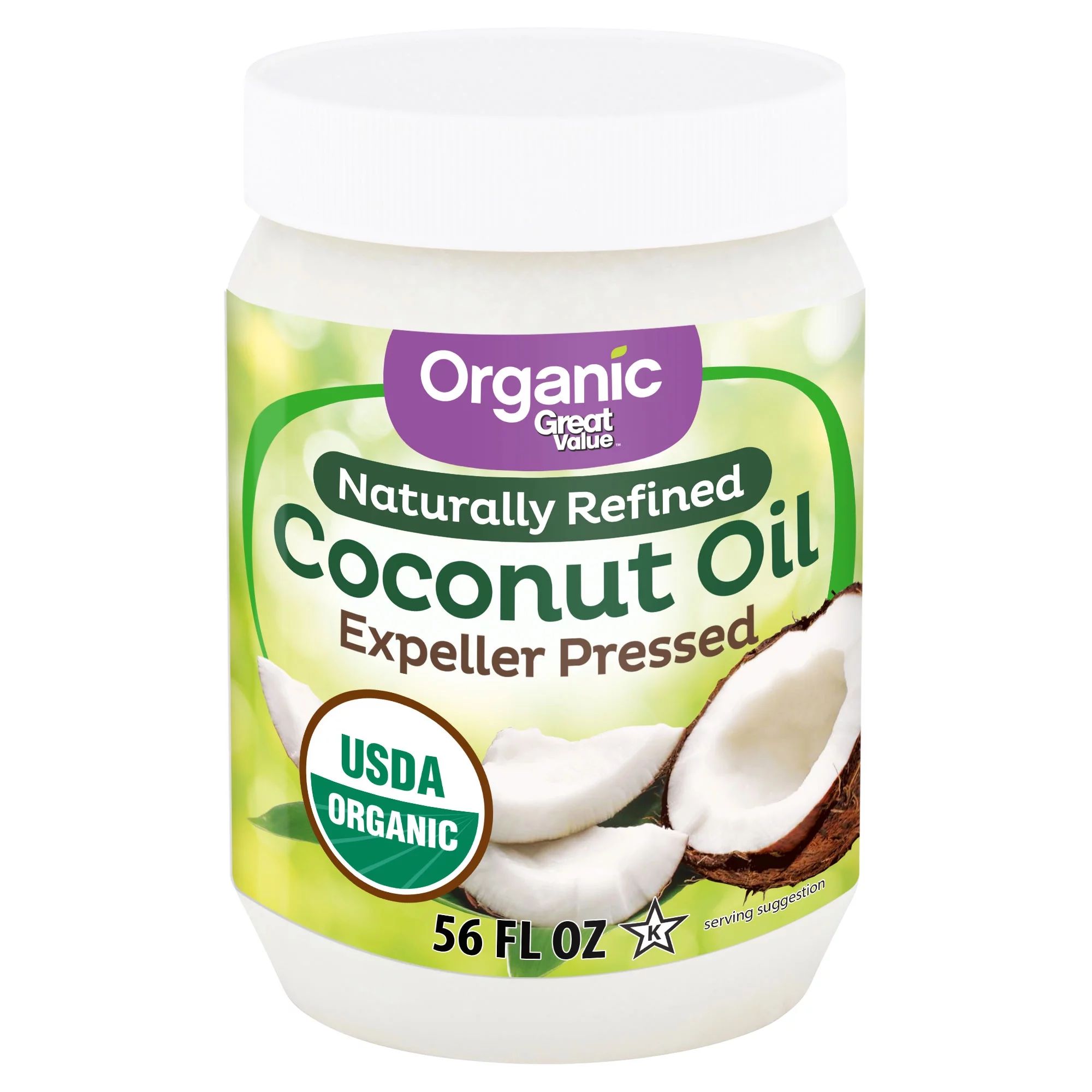 Great Value Organic Naturally Refined Coconut Oil, 56 fl oz | Walmart (US)