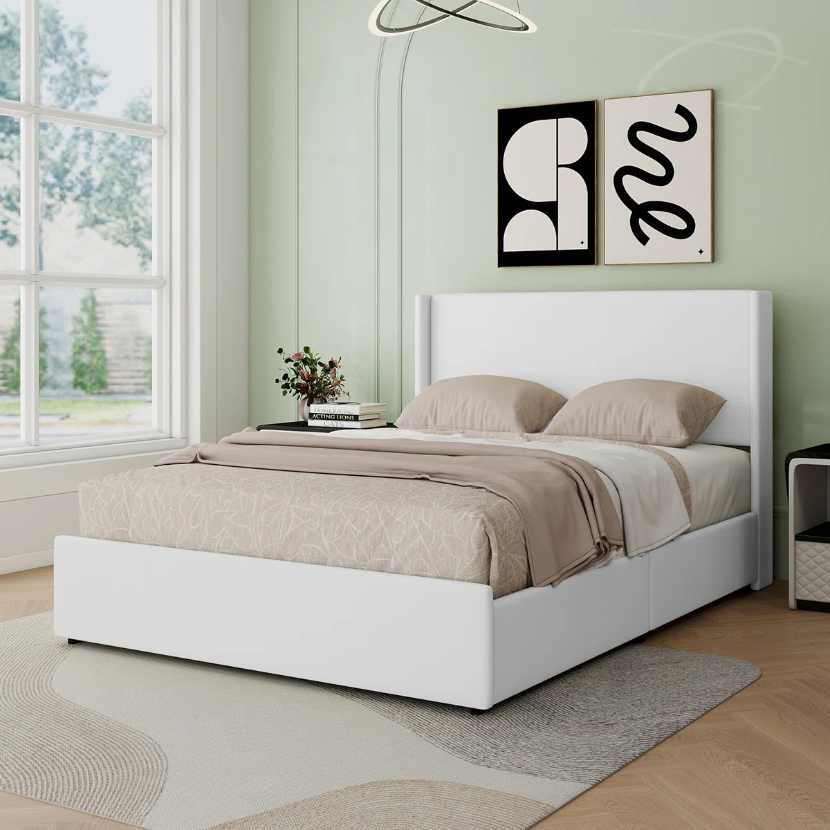 Jaylei 4 Drawers Upholstered Storage Bed with Wingback Headboard | Wayfair North America