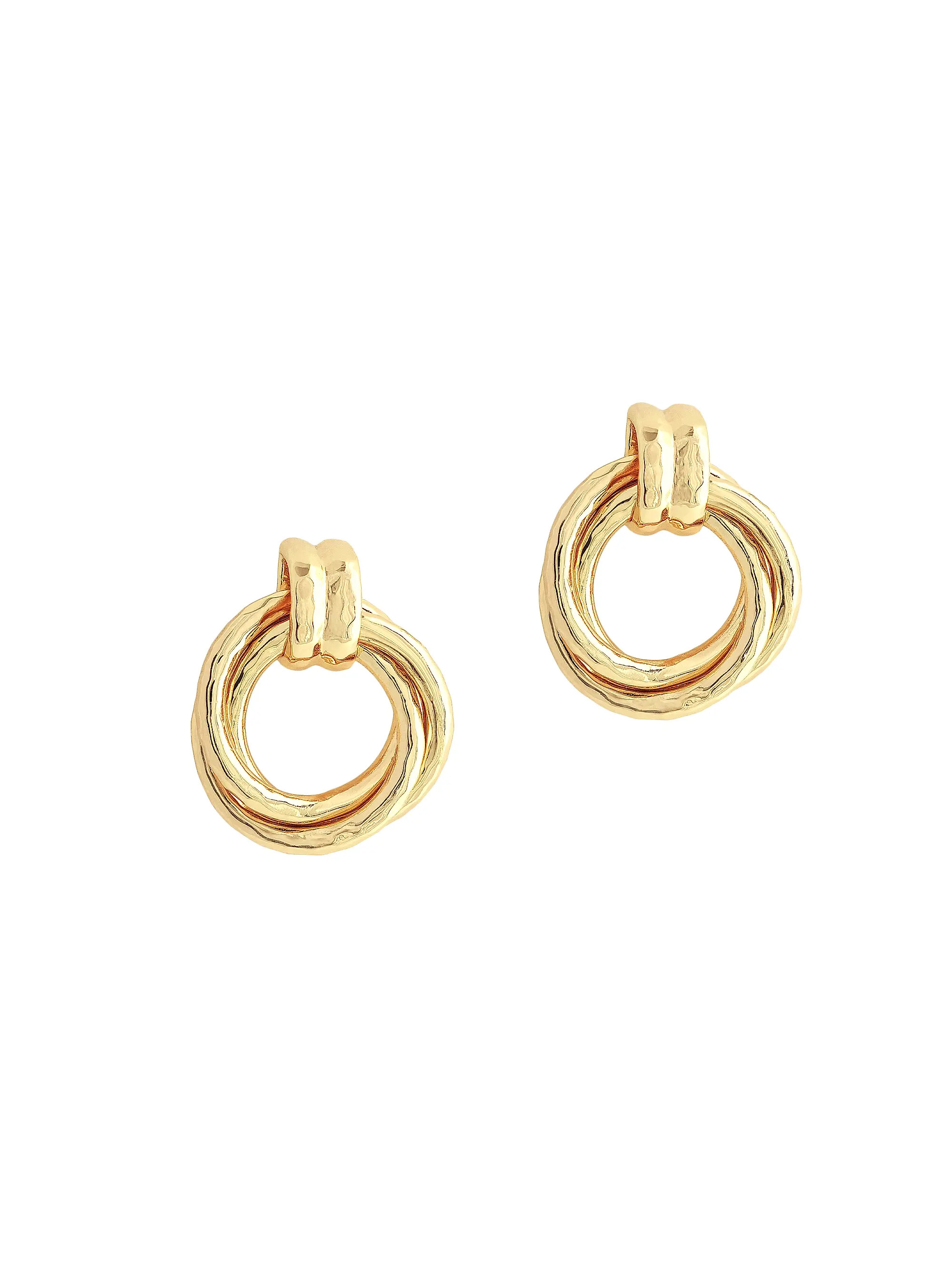 Anabel Aram Neptune 18K Gold-Plated Triple Ring Drop Earrings | Saks Fifth Avenue | Saks Fifth Avenue