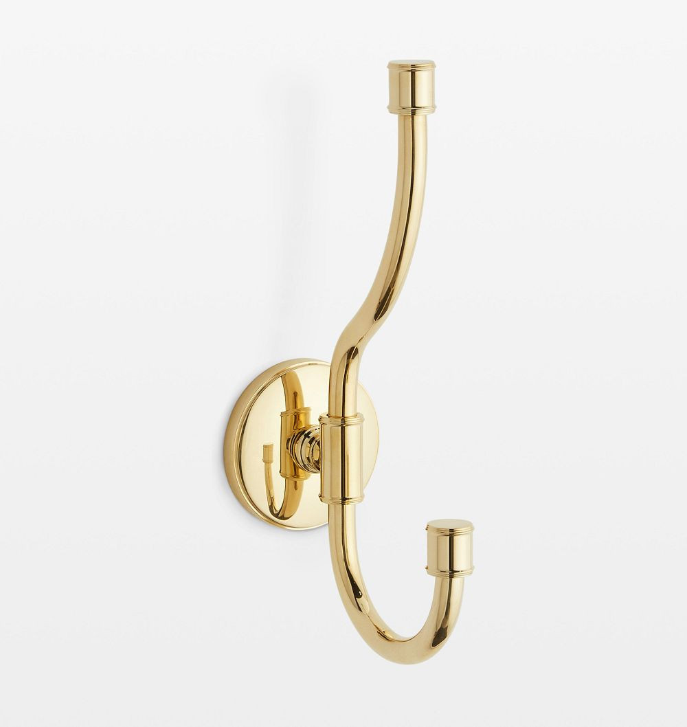 Ladd Double Hook, Unlacquered Brass | Rejuvenation