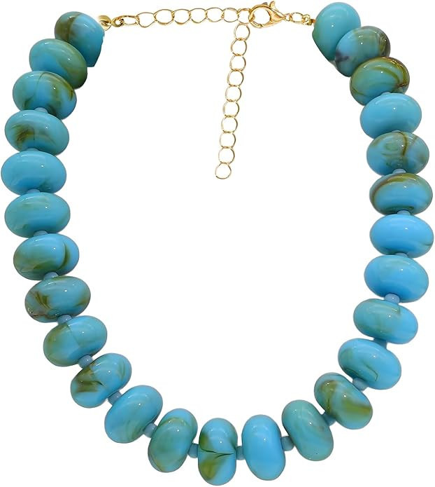 JNF Chunky Big Beaded Necklace for Women Colorful Large Beads Choker Necklaces Boho Statement Bea... | Amazon (US)