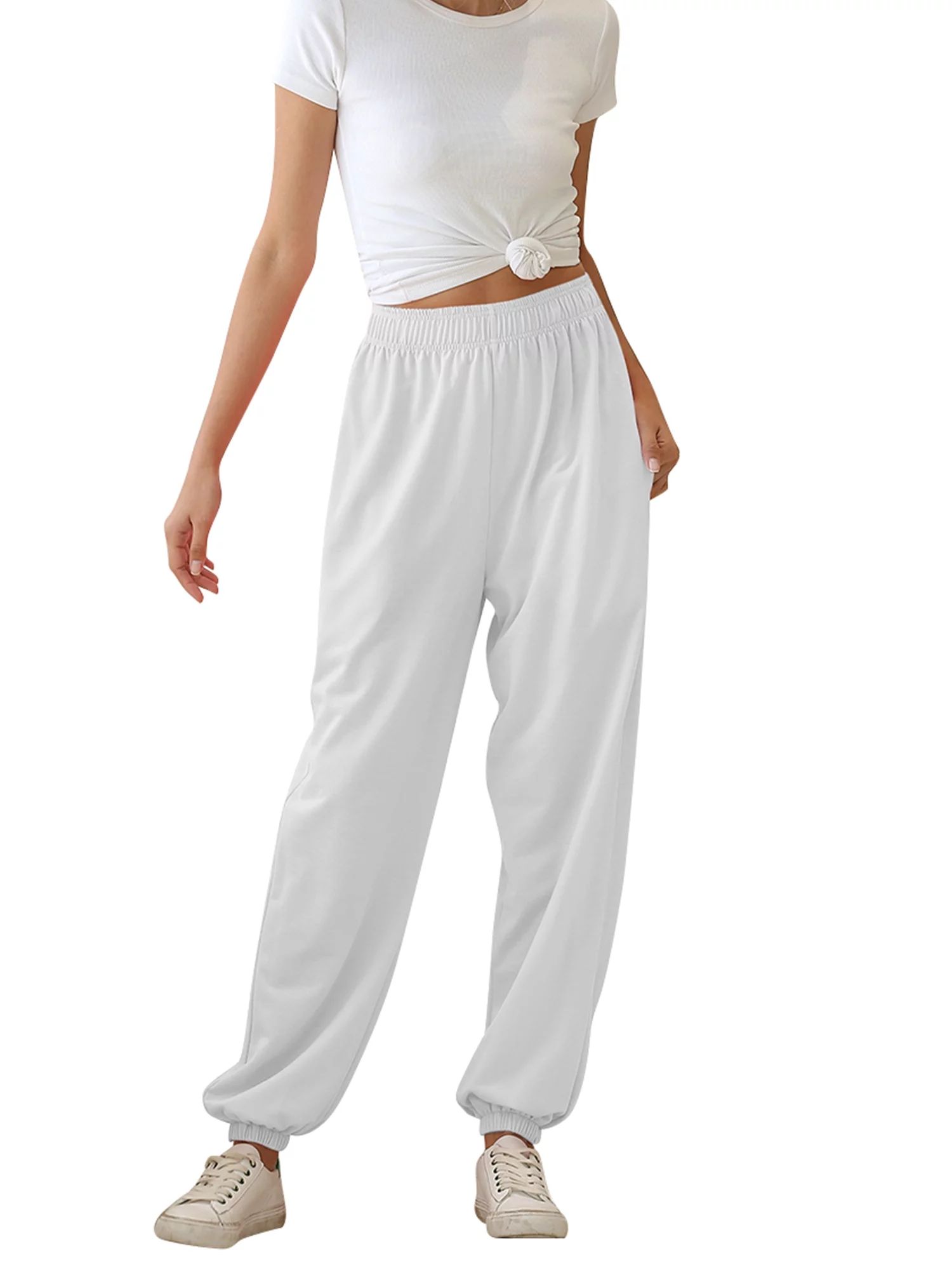 Summer Casual Loose Jogger Pockets Sweatpants Trouser Pants For Women Ladies Elastic Waist Cargo ... | Walmart (US)
