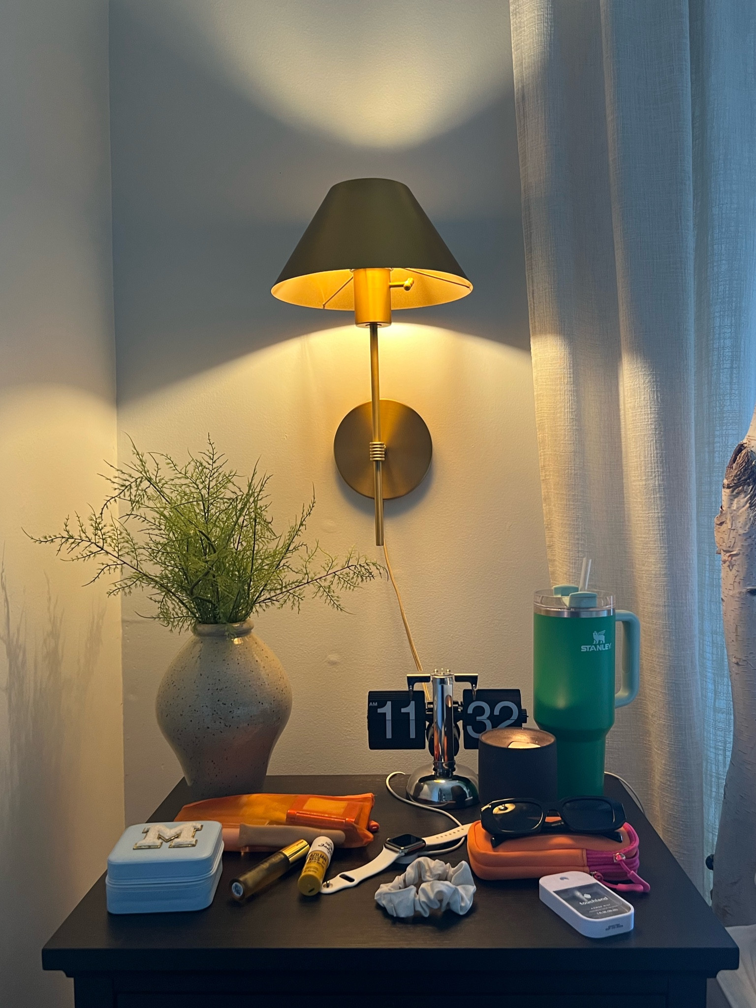 Nightstand decor. Wall sconces