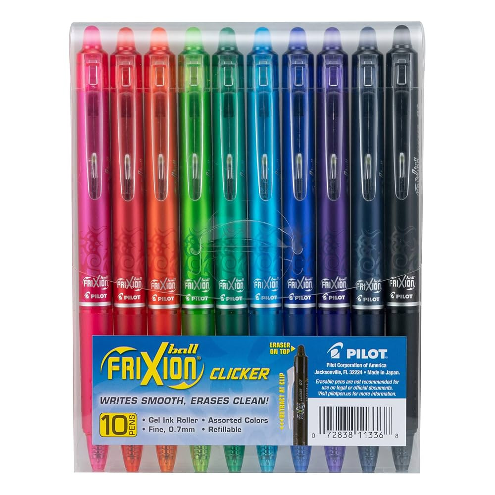 Pilot FriXion Erasable Gel Pens, Fine Point 0.7 mm Erasable Pens, Pack of 10 Assorted Colors | Amazon (US)