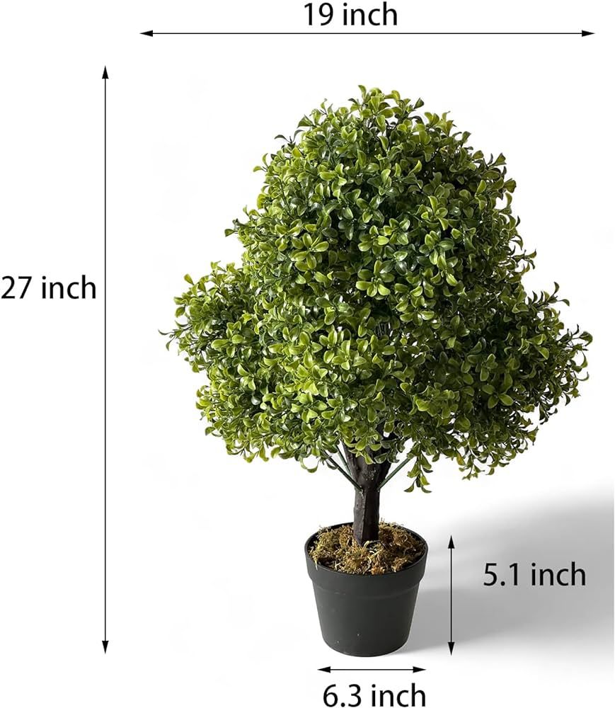 The Bloom Times 27 Inch Tall Topiary Trees Artificial Outdoor 2 Pack Faux Boxwood Ball Plants Out... | Amazon (US)