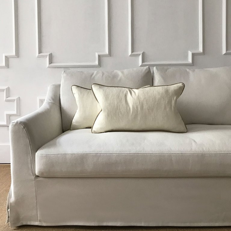 Ivory Solid Linen Lumbar Pillow Cover with Cord 15" x 26", 1 Piece | Walmart (US)