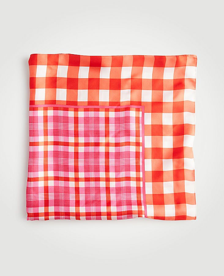 Gingham Plaid Silk Scarf | Ann Taylor (US)