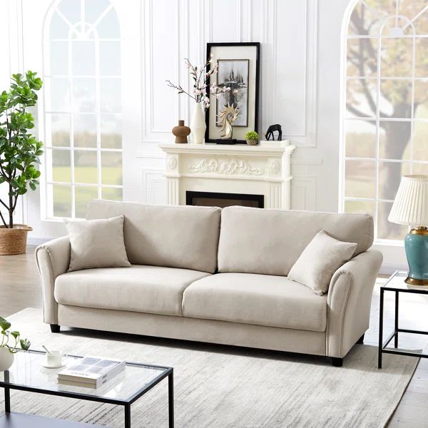 Kopsho 85'' Linen Flared Arm Sofa | Wayfair North America