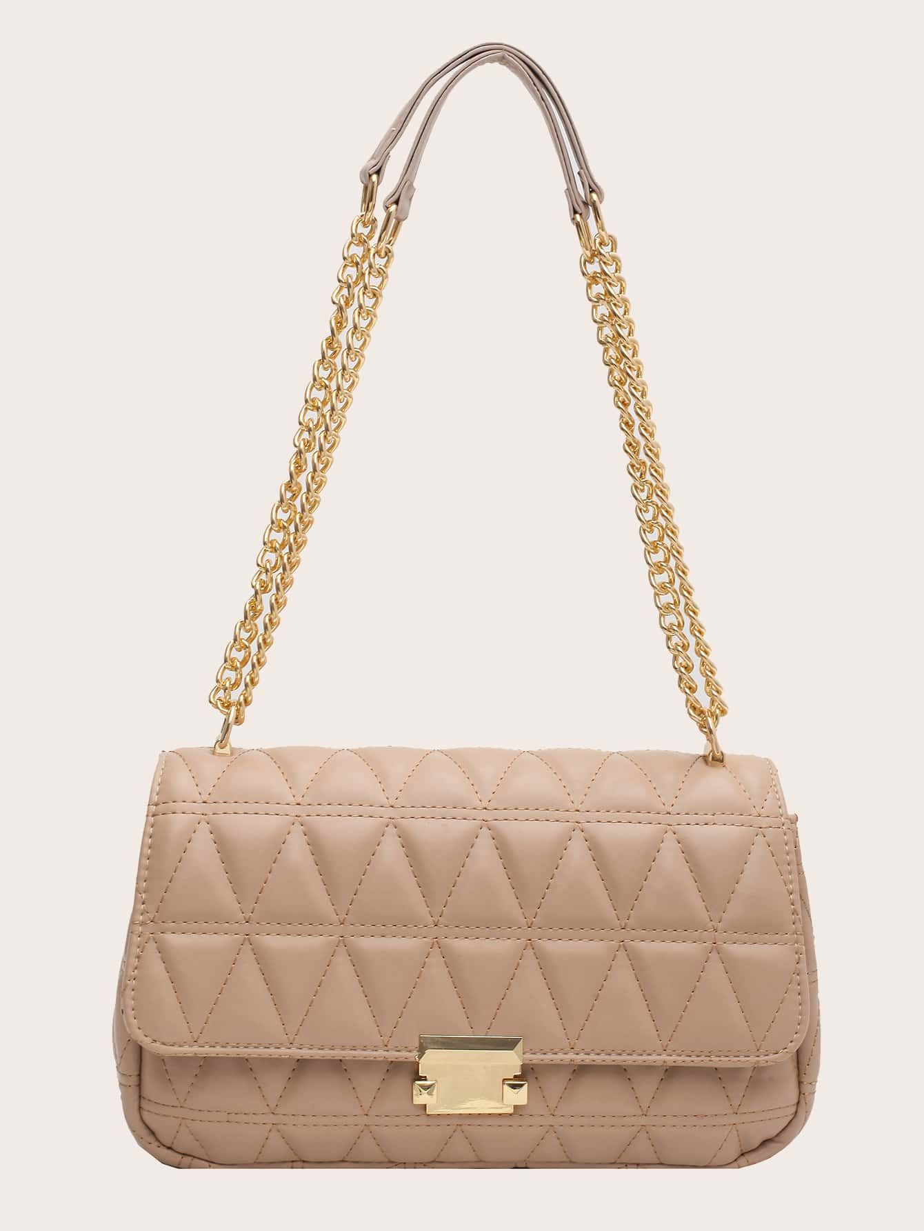 Metal Lock Quilted Shoulder Bag | SHEIN