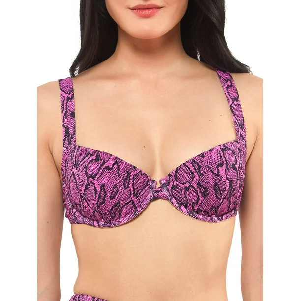 Jessica Simpson Women's Contemporary Snakecharmer Cross Front Underwire Bra Swimsuit | Walmart (US)