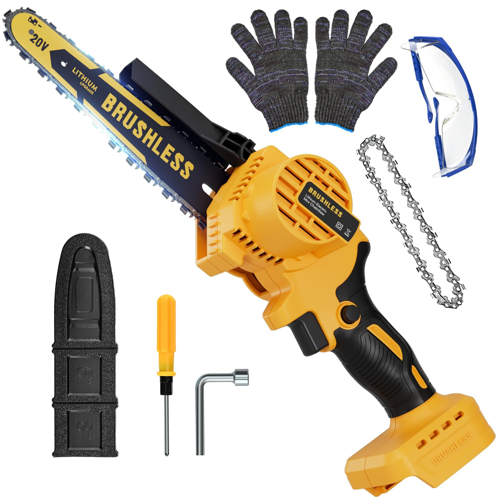 Cordless Mini Chainsaw 8 Inch for Dewalt 20V MAX Battery Powered (NO Battery), Electric Chainsaw, Cordless Hand Chainsaw, Portable Small Rechargeable Pruning Chain Saw for Wood Cut Tree Trimming | Amazon (US)