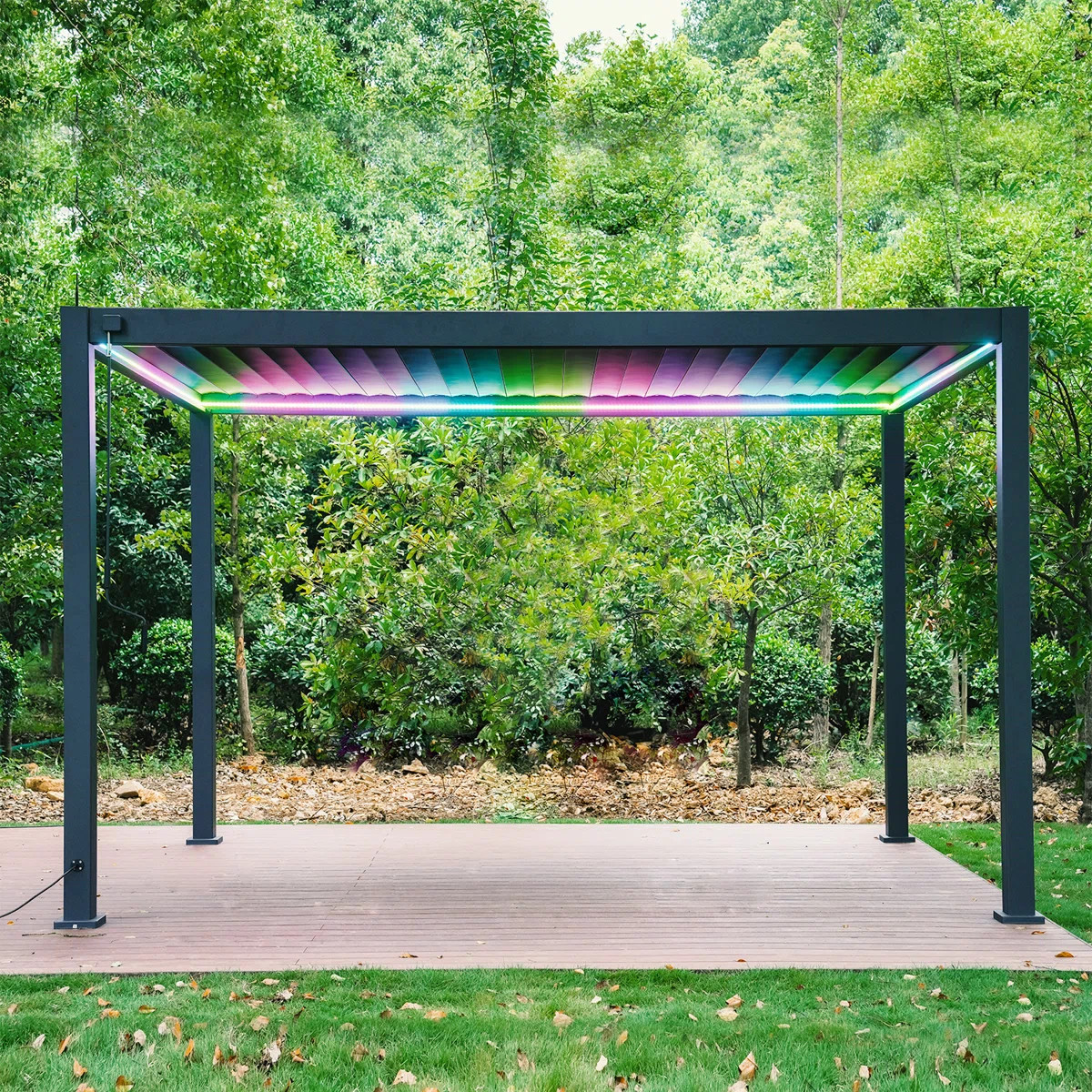 111S LED 10 Ft. W X 13 Ft. D Aluminum Pergola With Louver Roof and LED Light | Wayfair North America