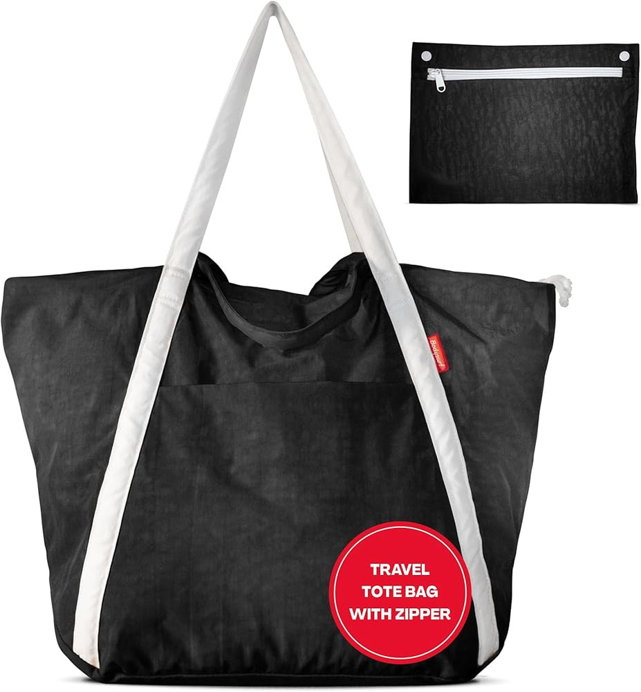 Waterproof Tote Bag with Zipper for School, Gym, Work, Travel - Nylon Shopper Tote, Teacher Tote ... | Amazon (US)