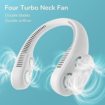 JISULIFE Four Turbo Neck Fan, Upgraded Portable Fan, Bladeless Personal Wearable Fan with USB Rec... | Amazon (US)