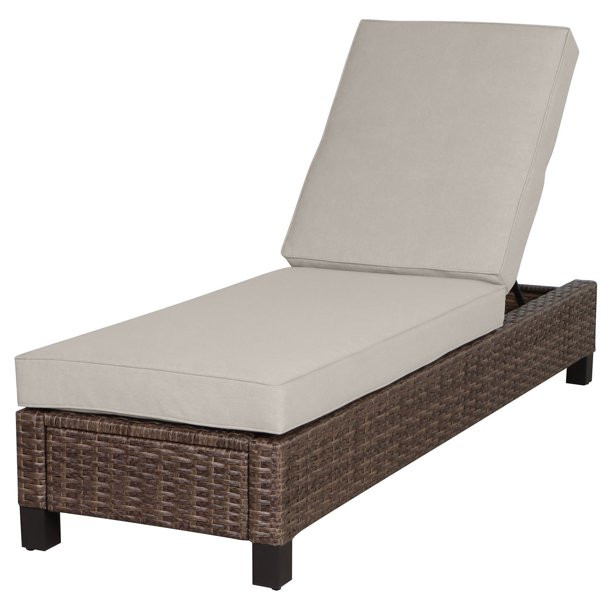 Better Homes & Gardens Brookbury Single Outdoor Chaise Lounge Chair- Beige | Walmart (US)