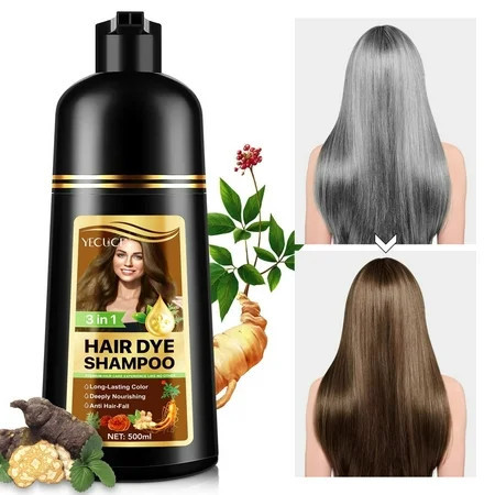 Yecuce Hair Dye Shampoo for Women & Men Herbal Natural Plant Dark Coffee 500ml | Walmart (US)