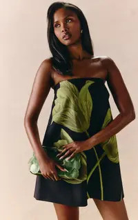 Dresses | Black Floral Printed Woven A Line Mini Dress | PrettyLittleThing | PrettyLittleThing UK