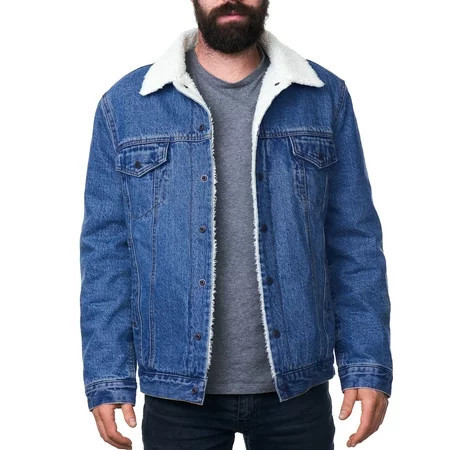Alpine Swiss Mens Sherpa Lined Denim Jacket Classic Button Up Jean Trucker Coat | Walmart (US)
