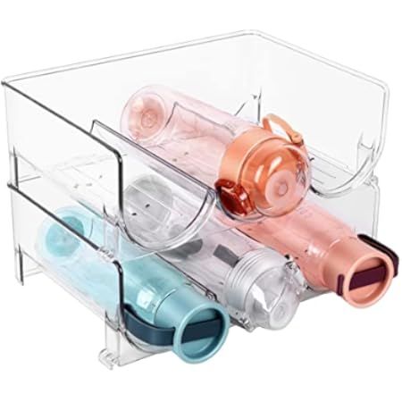 Plastic Stackable Water Bottle Holder Bin – Kitchen Pantry Refrigerator Storage Bins - Wine and Wate | Amazon (US)